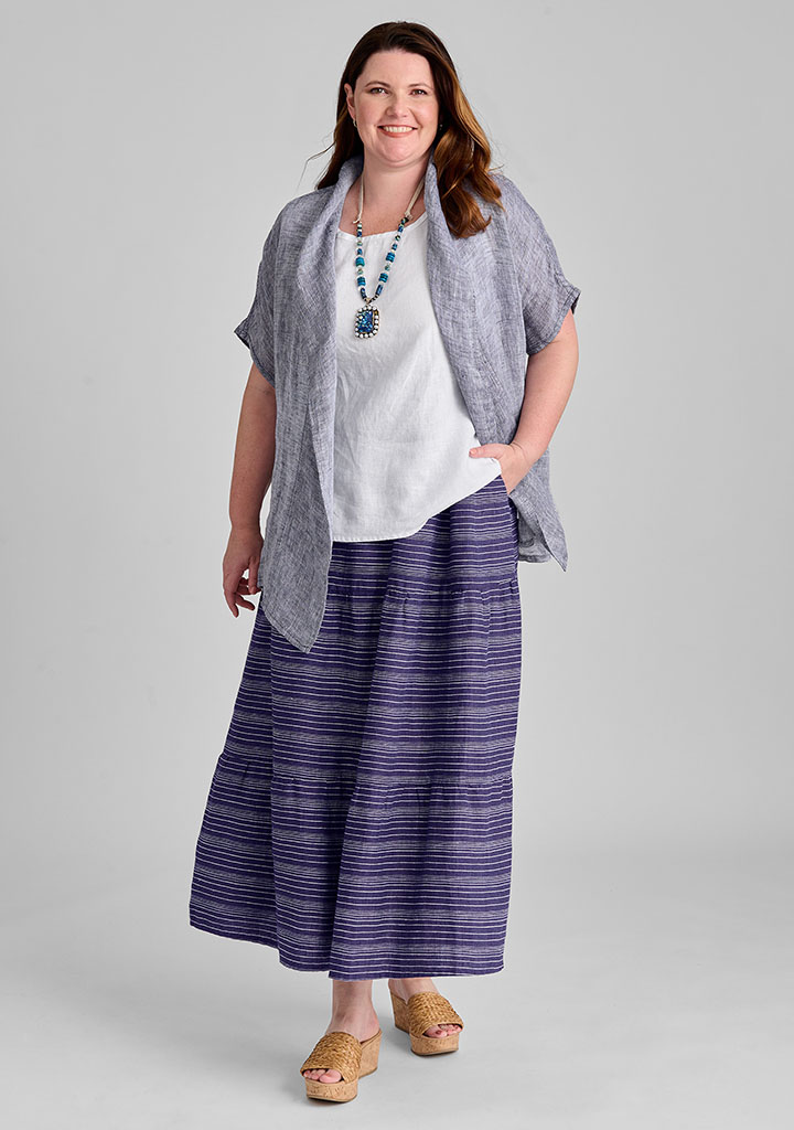 Purple linen top with purple linen skirt