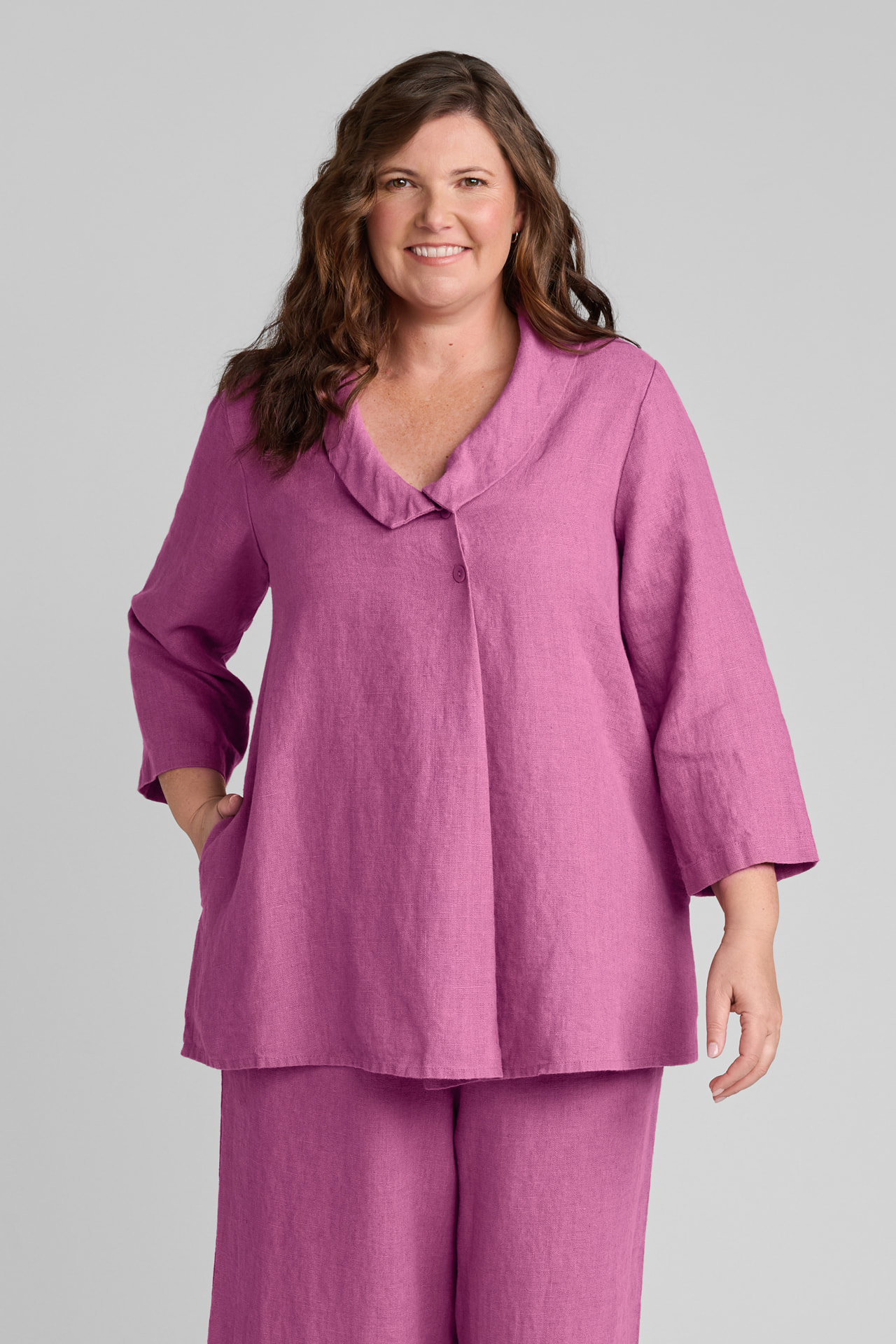 FLAX women's linen shirt in prune