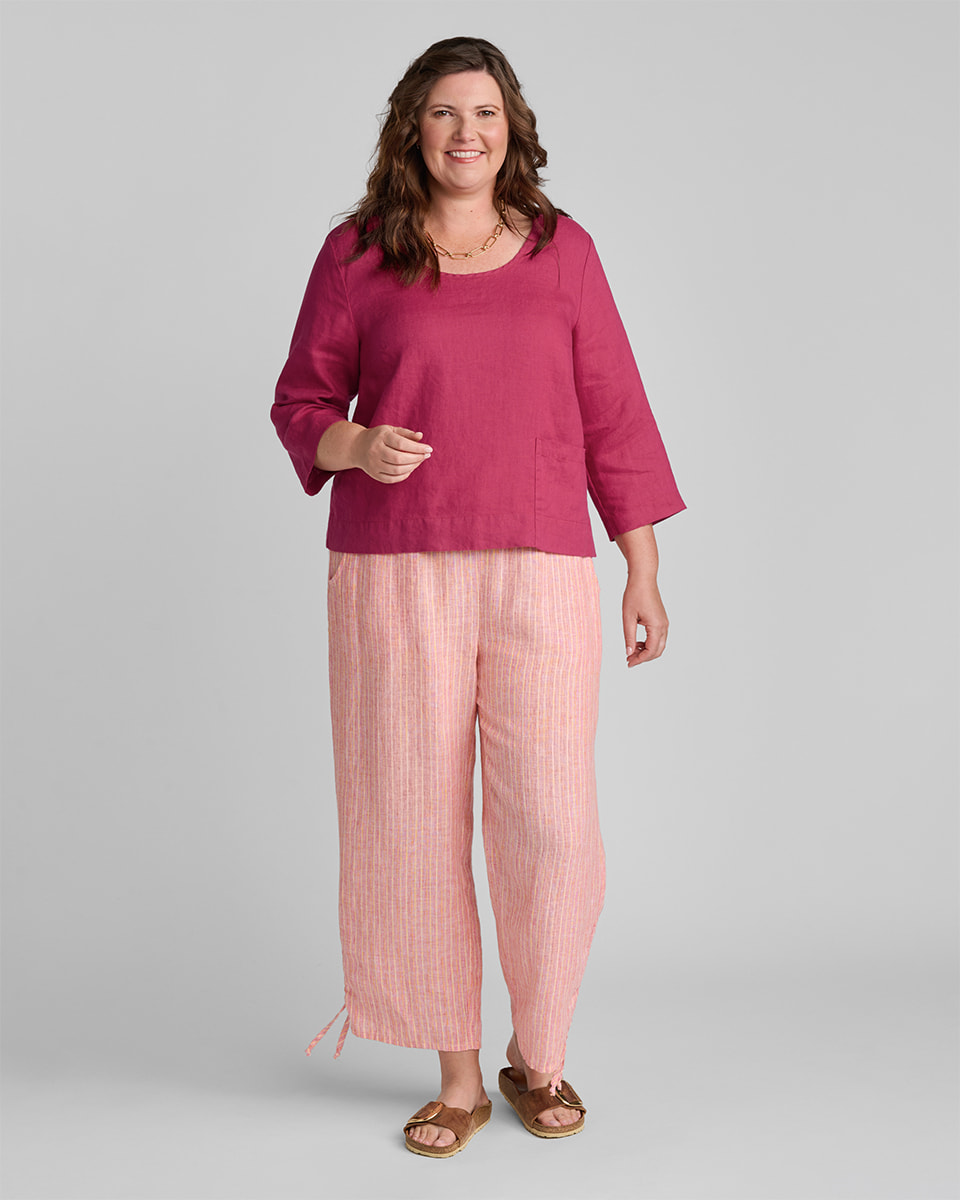 Women's linen pants and shirt in green