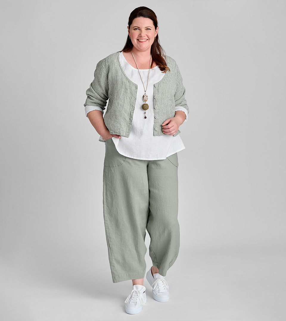 Flax Womens Medium V-Neck Hi-Low Slit Linen Midi Dress Layered 3/4 Sleeve  Gray