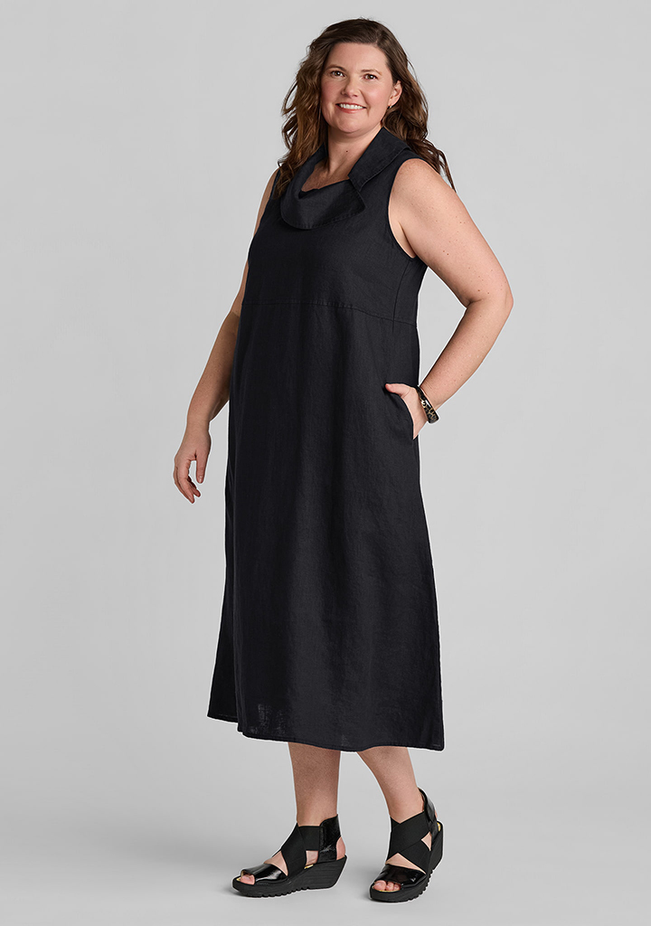FLAX linen maxi dress in black